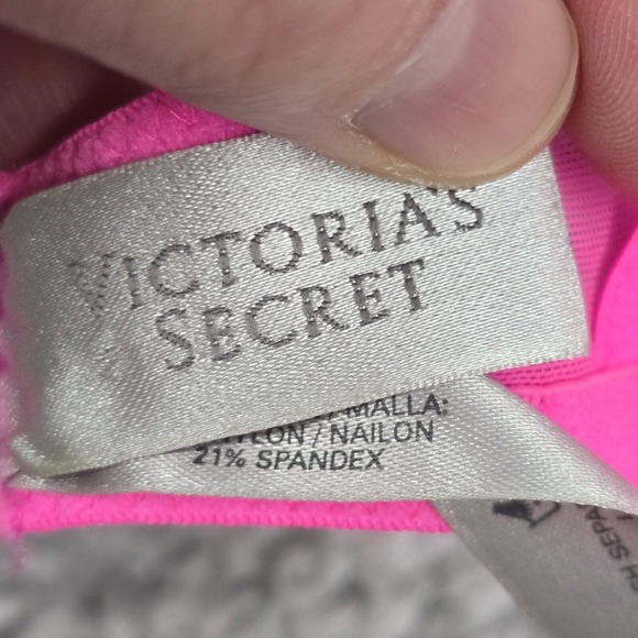 Victorias Secret Balconette Bra 34C Underwire Pink Lace Padded Y2K Coquette - Picture 7 of 11